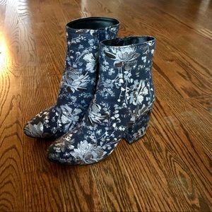 Denim & Metallic Floral Booties